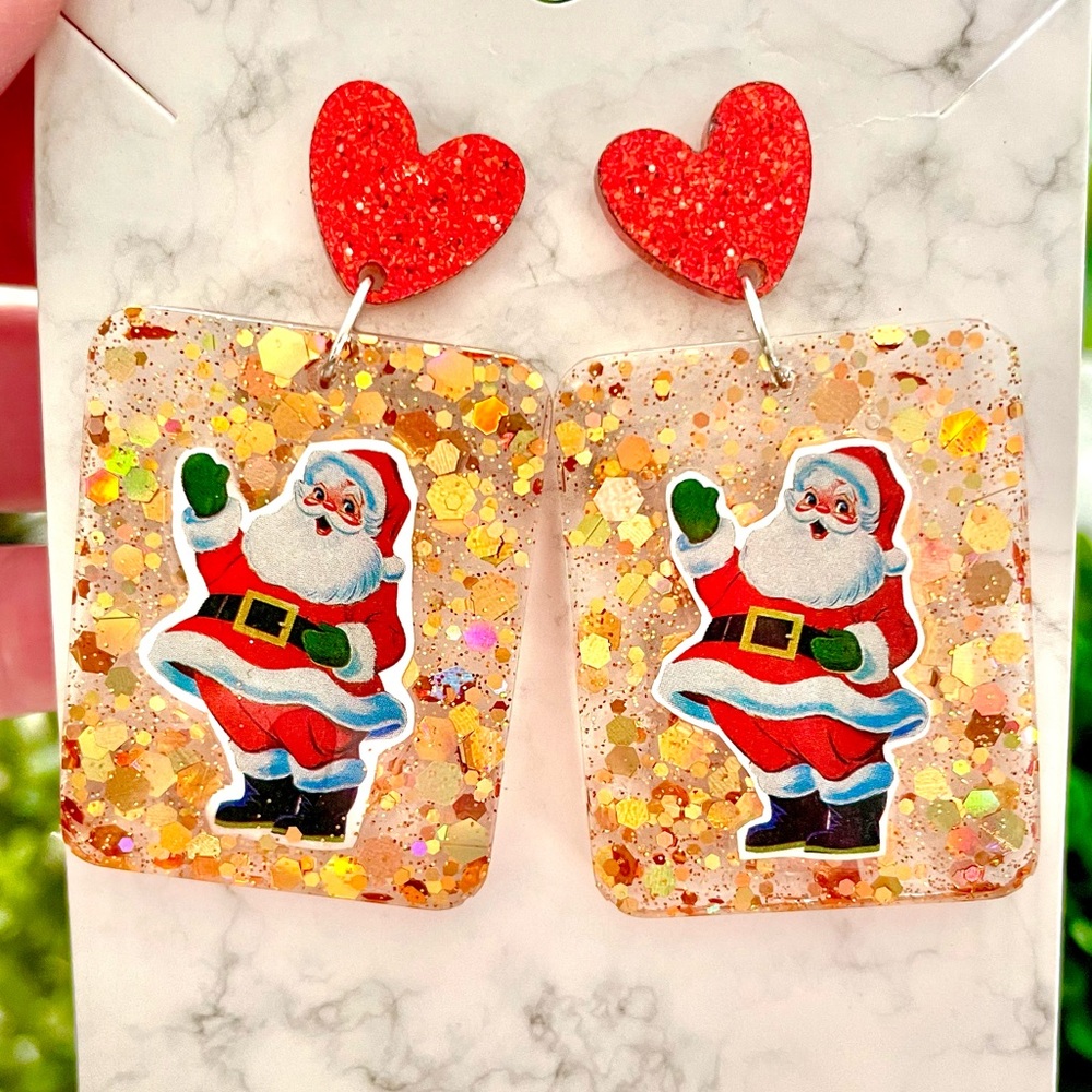 Santa Acrylic Dangle Earrings